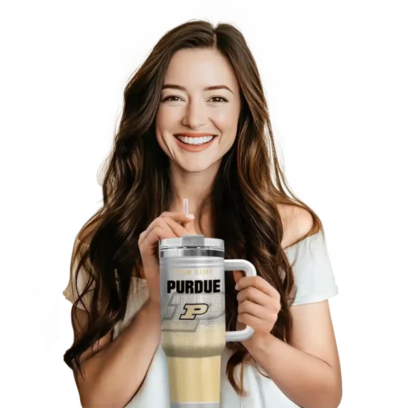 personalized purdue boilermakers gradient dots gold curved tumbler premium grade.webp