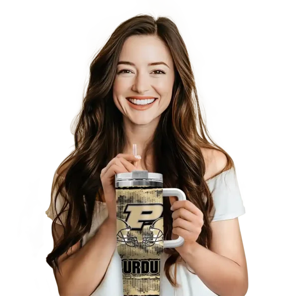 personalized purdue boilermakers honey streaks gold curved tumbler premium grade.webp