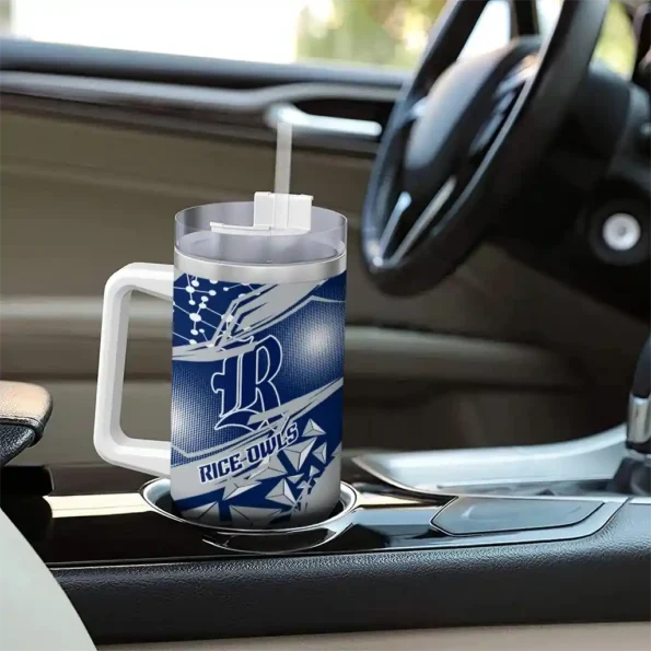 personalized rice owls abstract paths navy blue curved tumbler trendy.webp