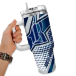 personalized rice owls arrow burst navy blue curved tumbler best selling.webp
