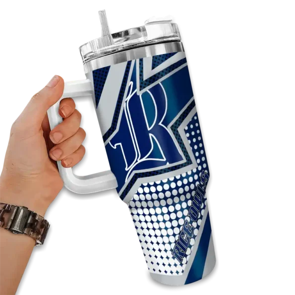 personalized rice owls arrow burst navy blue curved tumbler fashion forward.webp