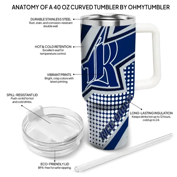 personalized rice owls arrow burst navy blue curved tumbler new arrival.webp