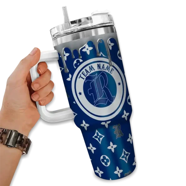 personalized rice owls bullseye drips navy blue curved tumbler fashion forward.webp