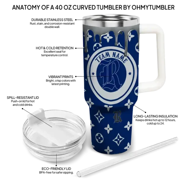 personalized rice owls bullseye drips navy blue curved tumbler new arrival.webp