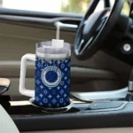 personalized rice owls bullseye drips navy blue curved tumbler best selling.webp