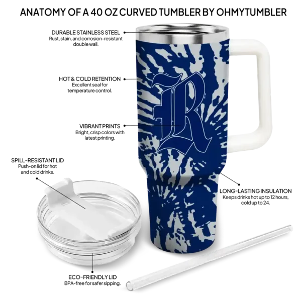 personalized rice owls burst swirl navy blue curved tumbler new arrival.webp