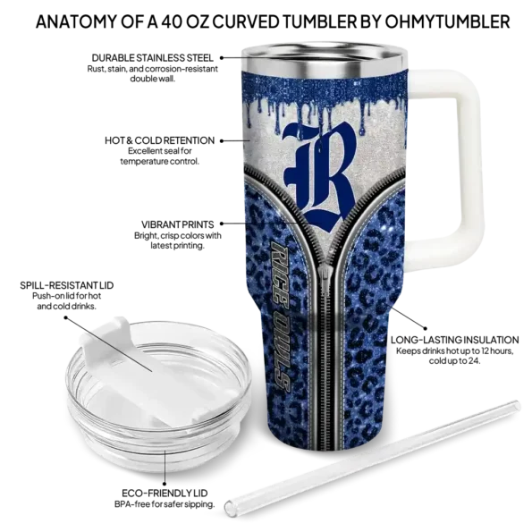 personalized rice owls leopard zipper navy blue curved tumbler new arrival.webp