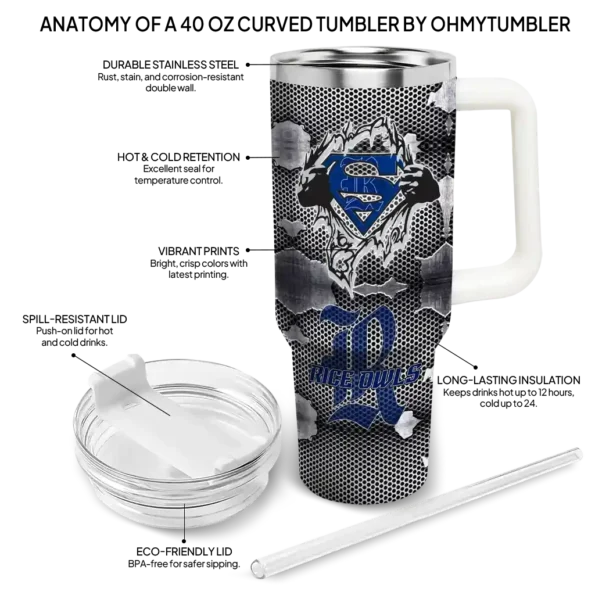 personalized rice owls superman shield navy blue gray curved tumbler new arrival.webp