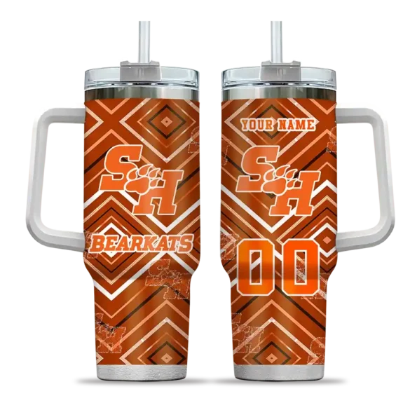 personalized sam houston bearkats bold diamonds orange curved tumbler best selling.webp