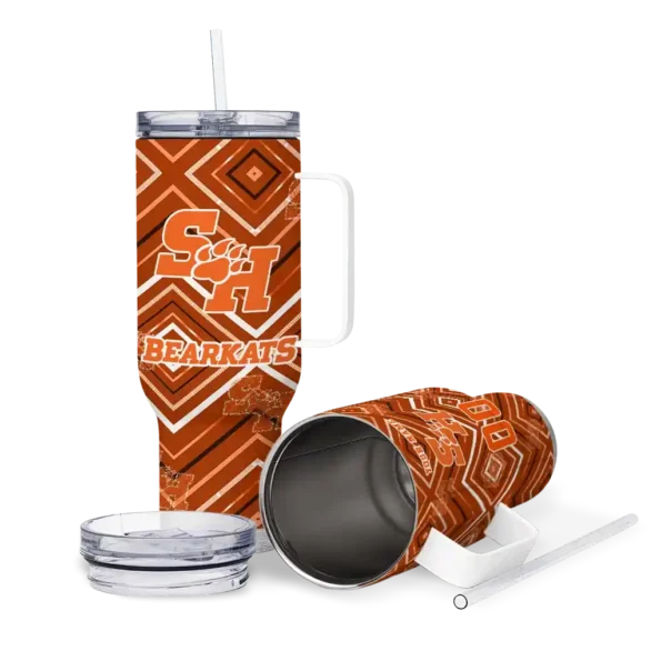 personalized sam houston bearkats bold diamonds orange curved tumbler high quality.webp