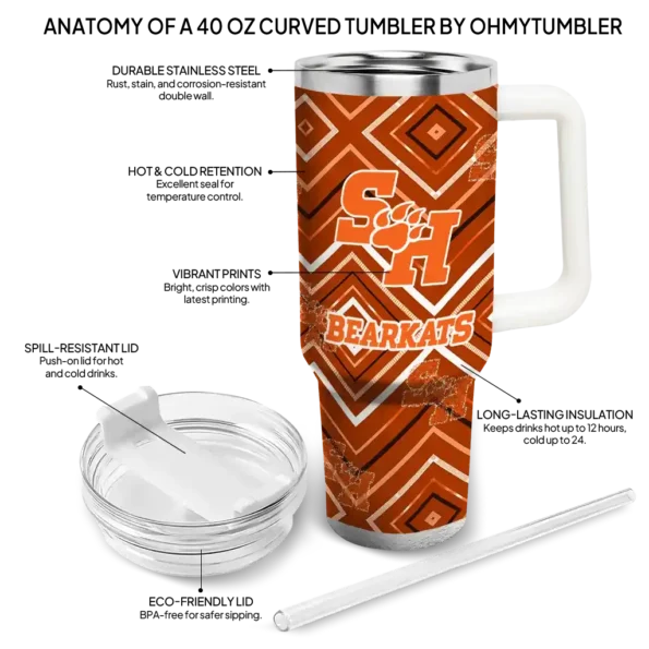 personalized sam houston bearkats bold diamonds orange curved tumbler new arrival.webp