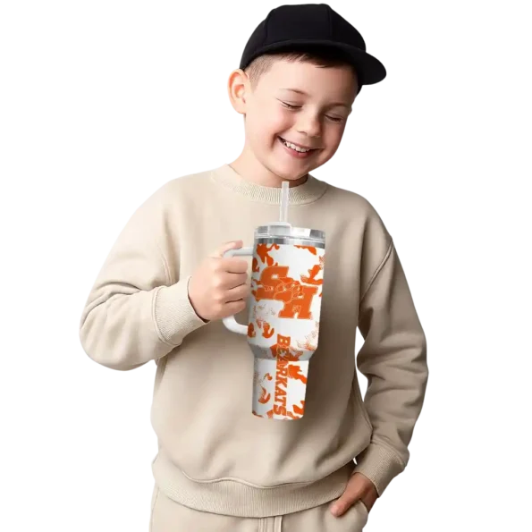 personalized sam houston bearkats camo mashup orange white curved tumbler latest model.webp