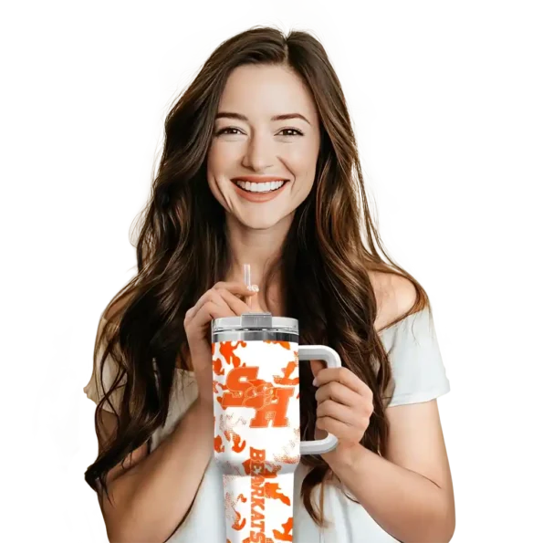 personalized sam houston bearkats camo mashup orange white curved tumbler premium grade.webp