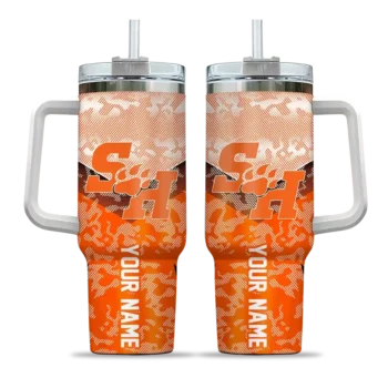 personalized sam houston bearkats chevron stripe orange curved tumbler best selling.webp