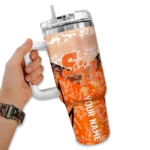 personalized sam houston bearkats chevron stripe orange curved tumbler best selling.webp