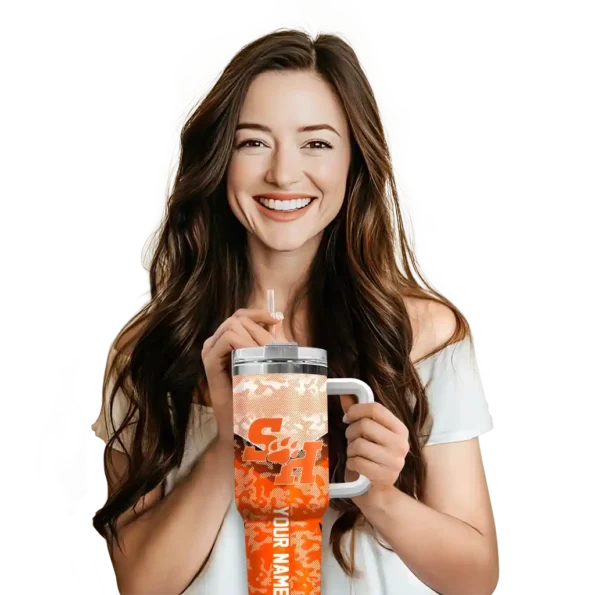 personalized sam houston bearkats chevron stripe orange curved tumbler premium grade.webp