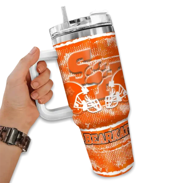 personalized sam houston bearkats honey streaks orange curved tumbler fashion forward.webp
