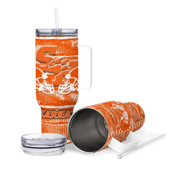 personalized sam houston bearkats honey streaks orange curved tumbler high quality.webp