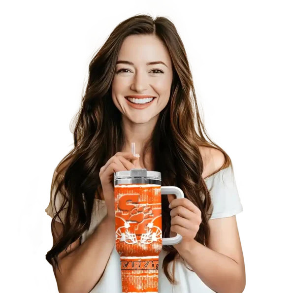 personalized sam houston bearkats honey streaks orange curved tumbler premium grade.webp