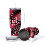 personalized san diego state aztecs abstract paths red curved tumbler best selling.webp