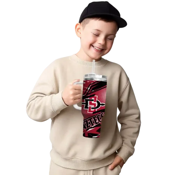 personalized san diego state aztecs abstract paths red curved tumbler latest model.webp