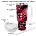 personalized san diego state aztecs abstract paths red curved tumbler best selling.webp