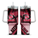 personalized san diego state aztecs arrow burst red curved tumbler best selling.webp