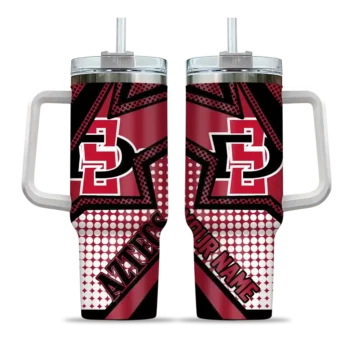 personalized san diego state aztecs arrow burst red curved tumbler best selling.webp
