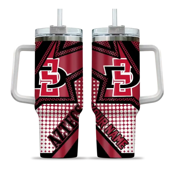 personalized san diego state aztecs arrow burst red curved tumbler best selling.webp