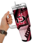 personalized san diego state aztecs arrow burst red curved tumbler best selling.webp