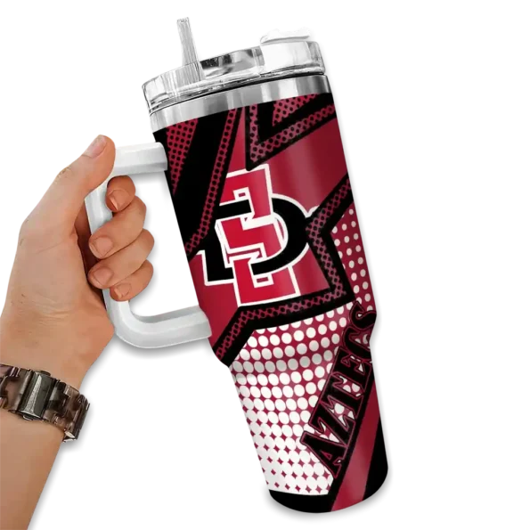 personalized san diego state aztecs arrow burst red curved tumbler fashion forward.webp