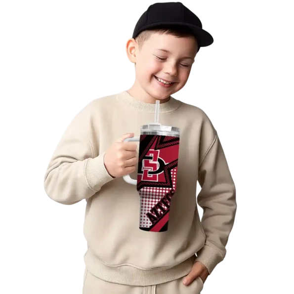 personalized san diego state aztecs arrow burst red curved tumbler latest model.webp