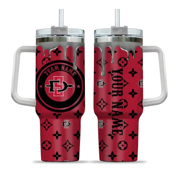 personalized san diego state aztecs bullseye drips red curved tumbler best selling.webp
