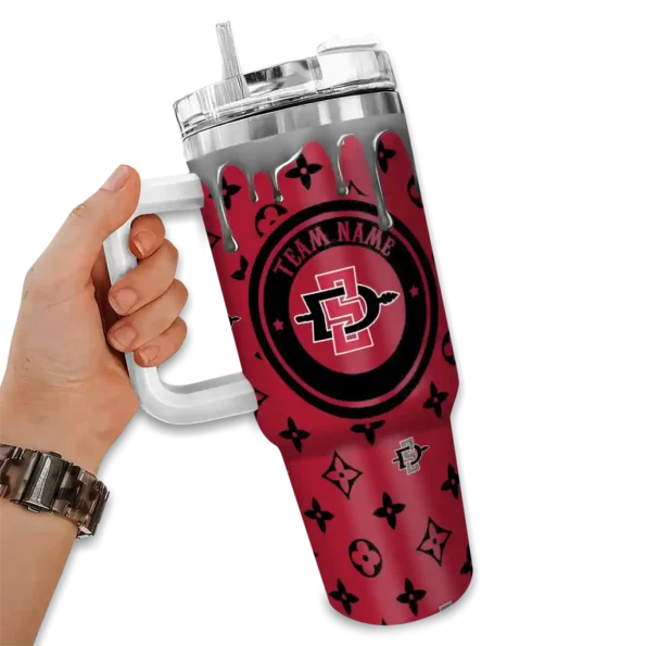 personalized san diego state aztecs bullseye drips red curved tumbler fashion forward.webp