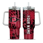 personalized san diego state aztecs burst swirl red curved tumbler best selling.webp