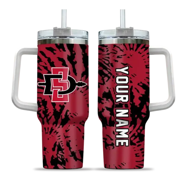 personalized san diego state aztecs burst swirl red curved tumbler best selling.webp