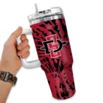 personalized san diego state aztecs burst swirl red curved tumbler best selling.webp