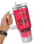 personalized san diego state aztecs geometric prism red curved tumbler best selling.webp