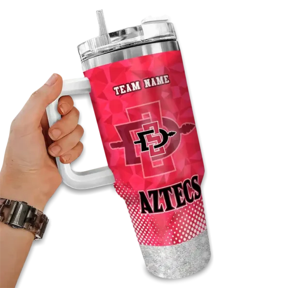 personalized san diego state aztecs geometric prism red curved tumbler fashion forward.webp