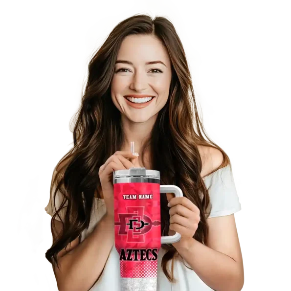 personalized san diego state aztecs geometric prism red curved tumbler premium grade.webp