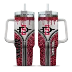 personalized san diego state aztecs leopard zipper red curved tumbler best selling.webp