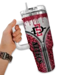 personalized san diego state aztecs leopard zipper red curved tumbler best selling.webp