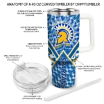 personalized san jose state spartans chevron angle blue curved tumbler best selling.webp