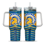 personalized san jose state spartans chevron layers blue curved tumbler best selling.webp