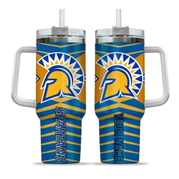 personalized san jose state spartans chevron layers blue curved tumbler best selling.webp