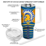 personalized san jose state spartans chevron layers blue curved tumbler best selling.webp
