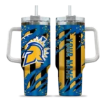 personalized san jose state spartans claw cut blue black curved tumbler best selling.webp