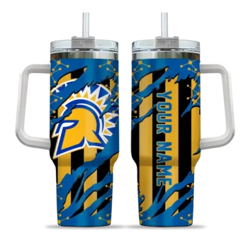 personalized san jose state spartans claw cut blue black curved tumbler best selling.webp