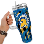 personalized san jose state spartans claw cut blue black curved tumbler best selling.webp