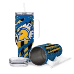 personalized san jose state spartans claw cut blue black curved tumbler best selling.webp